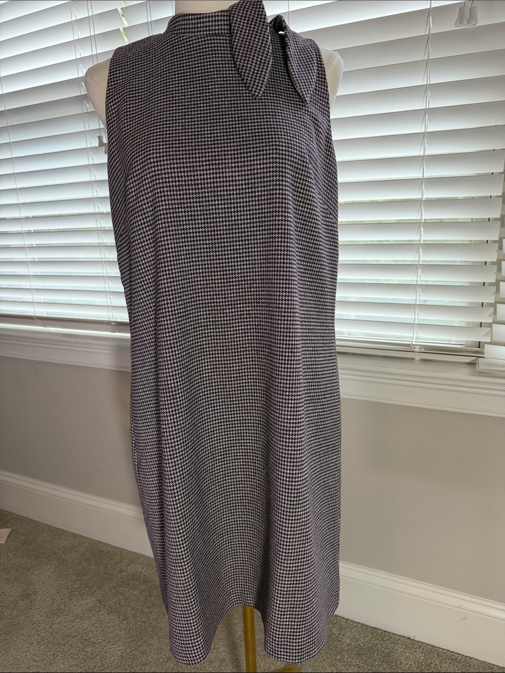 Ann Taylor Factory Purple Houndstooth Midi Shift Skirt